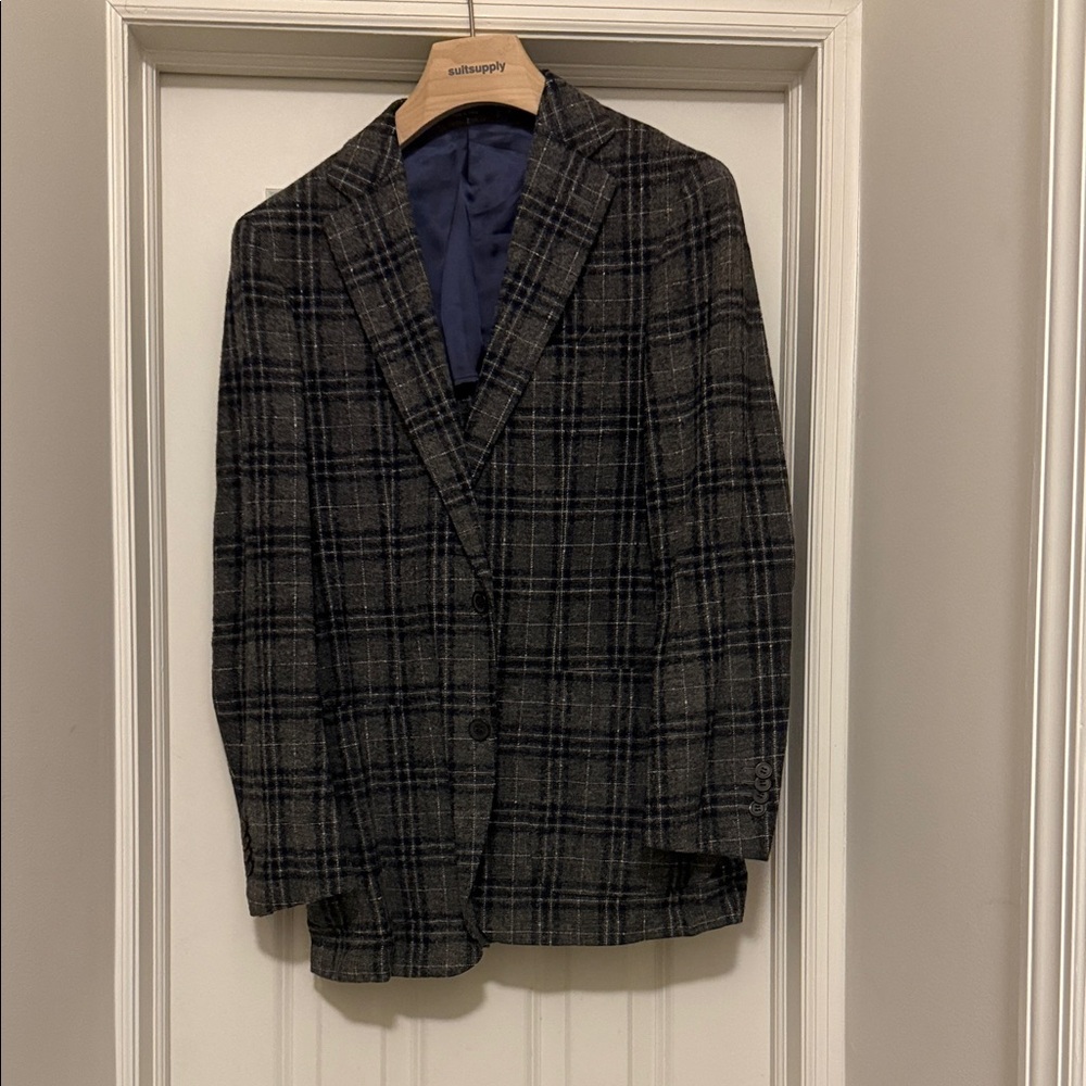 Classic Gray Plaid Blazer Havana Fit